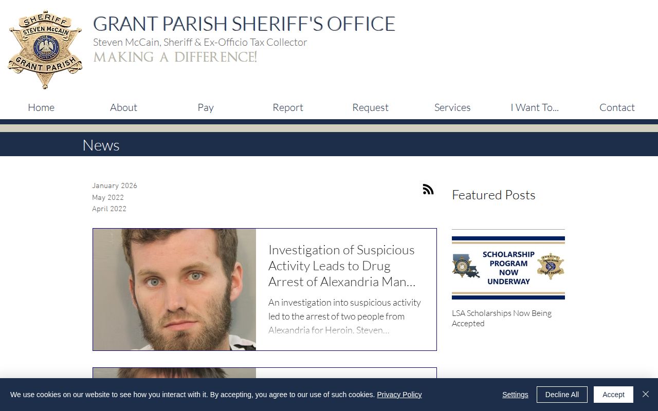 Grant Parish Sheriff official crime and arrests news archive